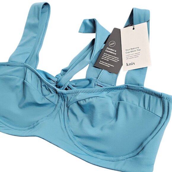 Knix Balcony Cup Bikini Top, Tidepool, Tie Back, Size XL 38A-DD - Picture 2 of 8